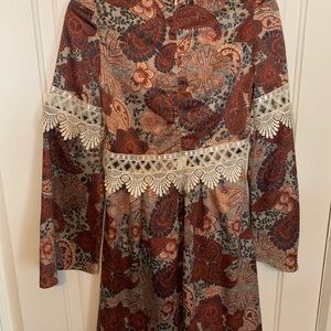 Elegant Long Sleeve Paisley Dress
